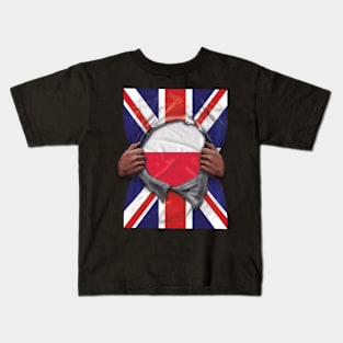 Poland Flag Great Britain Flag Ripped - Gift for Polish From Poland Kids T-Shirt